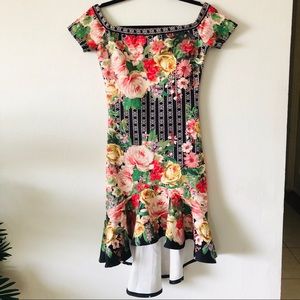 Bodycon floral high low dress